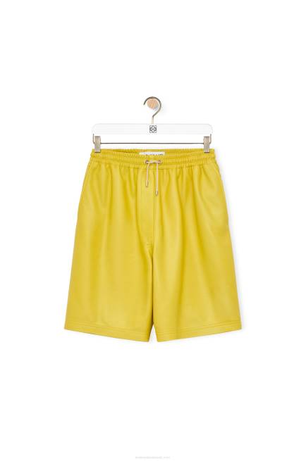 Yellow Drawstring shorts in nappa Loewe 84PR1129 Women