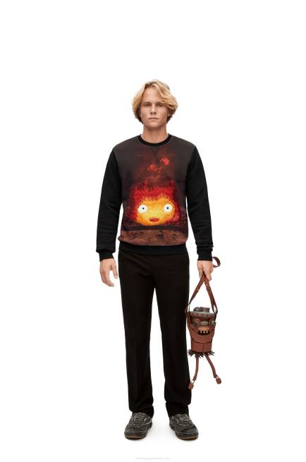 Black/Multicolor Calcifer sweatshirt in cotton Loewe 84PR843 Women