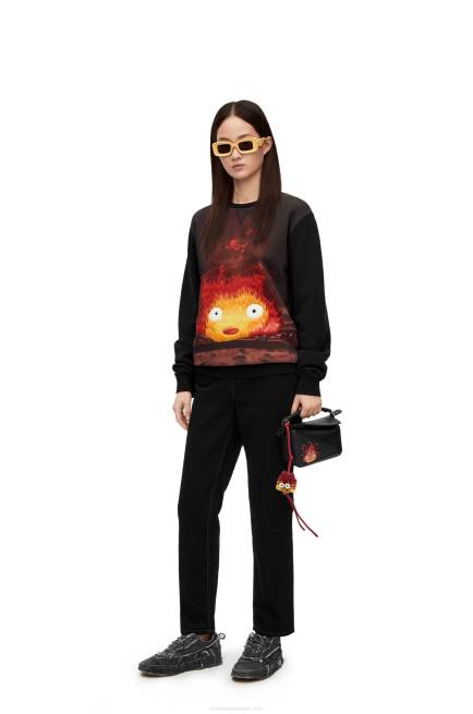 Black/Multicolor Calcifer sweatshirt in cotton Loewe 84PR843 Women