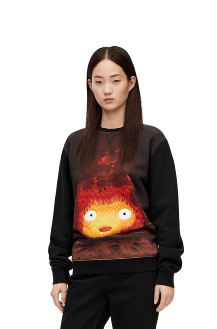 Black/Multicolor Calcifer sweatshirt in cotton Loewe 84PR843 Women