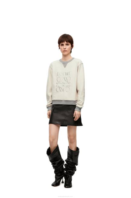 Grey Melange Anagram regular fit sweatshirt in cotton Loewe 84PR825 Women