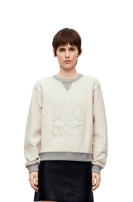 Grey Melange Anagram regular fit sweatshirt in cotton Loewe 84PR825 Women