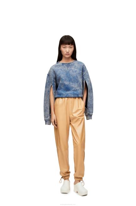 Washed Denim Elongated sweatshirt in cotton fleece Loewe 84PR803 Women