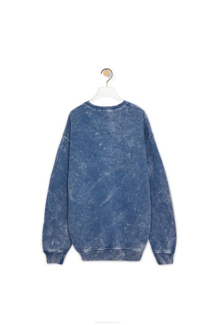Washed Denim Elongated sweatshirt in cotton fleece Loewe 84PR803 Women