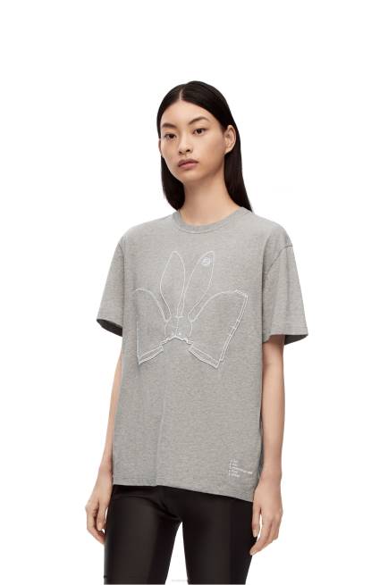 Grey Melange Bunny T-shirt in cotton Loewe 84PR807 Women