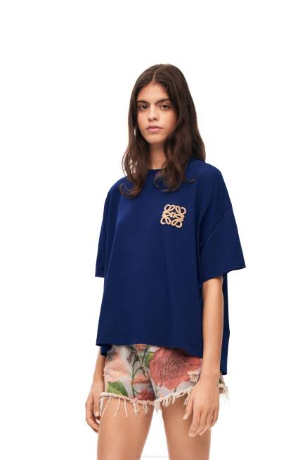 Indigo Blue Anagram craft T-shirt in cotton Loewe 84PR794 Women