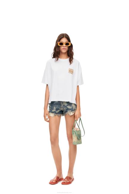 White/Beige Anagram craft T-shirt in cotton Loewe 84PR795 Women