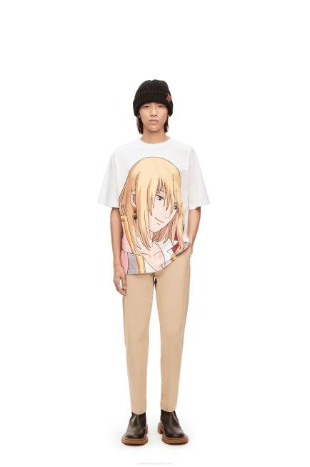 White/Beige Howl embellished T-shirt in cotton Loewe 84PR835 Women