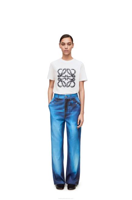 White/Black Pixelated Anagram regular fit T-shirt in cotton Loewe 84PR796 Women