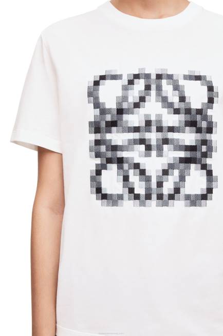 White/Black Pixelated Anagram regular fit T-shirt in cotton Loewe 84PR796 Women
