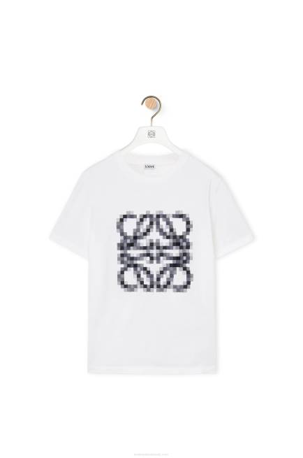 White/Black Pixelated Anagram regular fit T-shirt in cotton Loewe 84PR796 Women