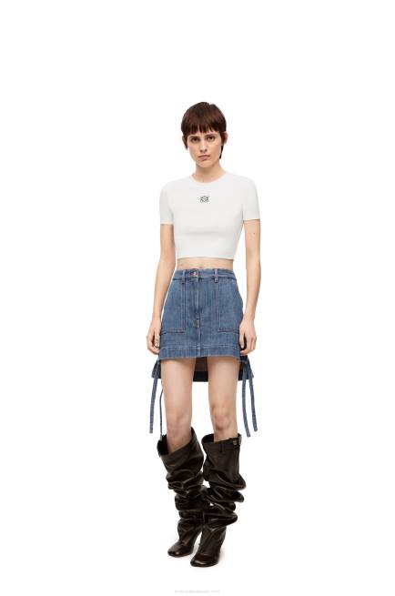 White Cropped top in cotton Loewe 84PR897 Women