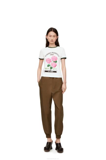 White/Green/Pink Flower T-shirt in cotton jersey Loewe 84PR799 Women