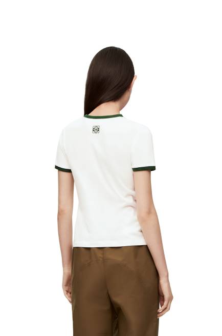 White/Green/Pink Flower T-shirt in cotton jersey Loewe 84PR799 Women