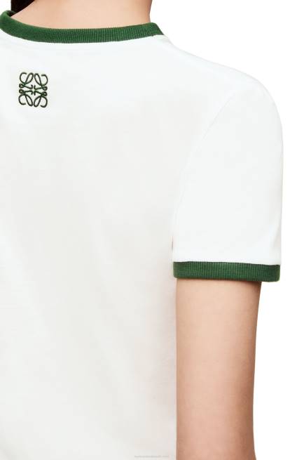 White/Green/Pink Flower T-shirt in cotton jersey Loewe 84PR799 Women