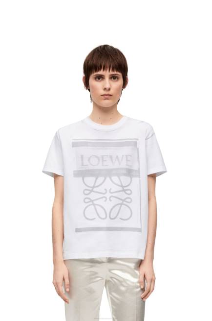 White/Grey Regular fit T-shirt in cotton Loewe 84PR770 Women