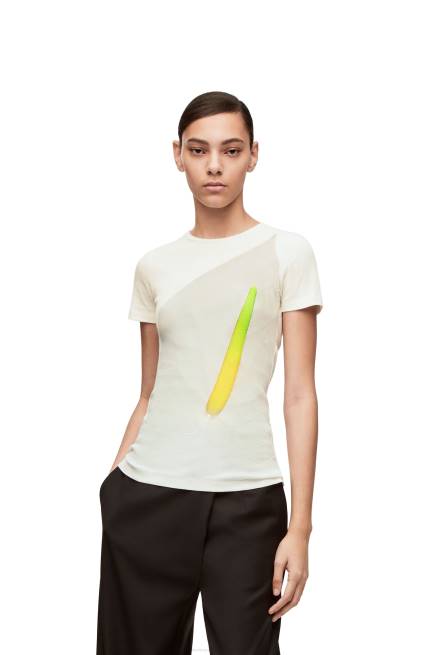 White/Multicolor Anthurium top in ribbed cotton jersey Loewe 84PR883 Women