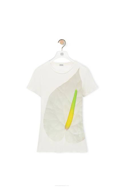 White/Multicolor Anthurium top in ribbed cotton jersey Loewe 84PR883 Women