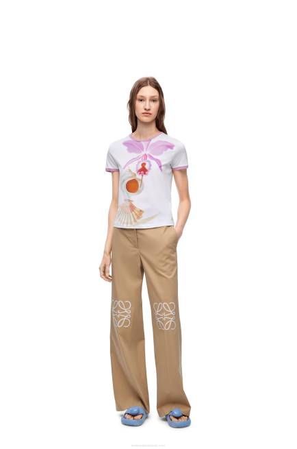 White/Multicolor Maruja Mallo slim fit T-shirt in cotton Loewe 84PR776 Women