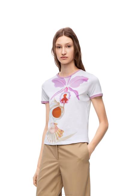 White/Multicolor Maruja Mallo slim fit T-shirt in cotton Loewe 84PR776 Women
