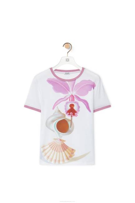 White/Multicolor Maruja Mallo slim fit T-shirt in cotton Loewe 84PR776 Women