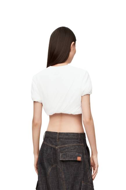 White Padded crop top in stretch silk chiffon Loewe 84PR901 Women
