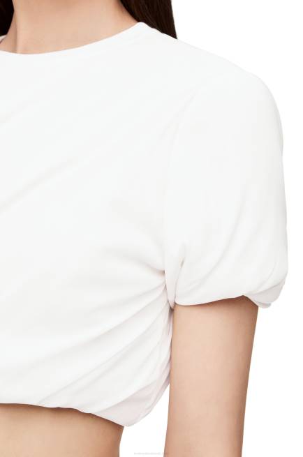 White Padded crop top in stretch silk chiffon Loewe 84PR901 Women