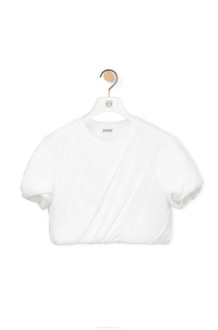 White Padded crop top in stretch silk chiffon Loewe 84PR901 Women