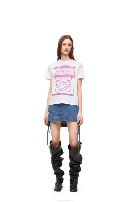 White/Pink Multicolor Regular fit T-shirt in cotton Loewe 84PR771 Women
