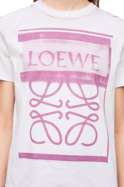 White/Pink Multicolor Regular fit T-shirt in cotton Loewe 84PR771 Women