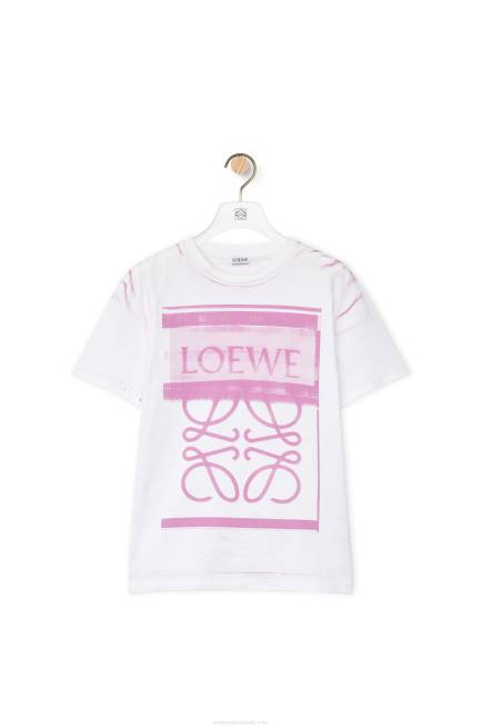 White/Pink Multicolor Regular fit T-shirt in cotton Loewe 84PR771 Women