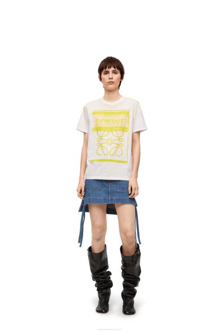 White/Yellow Regular fit T-shirt in cotton Loewe 84PR772 Women
