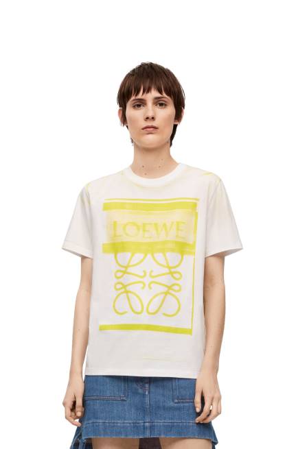 White/Yellow Regular fit T-shirt in cotton Loewe 84PR772 Women
