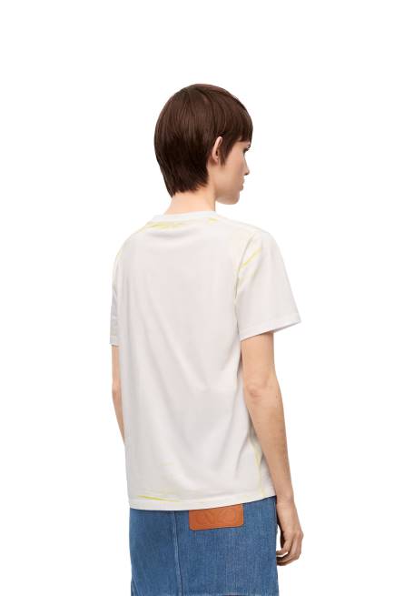 White/Yellow Regular fit T-shirt in cotton Loewe 84PR772 Women