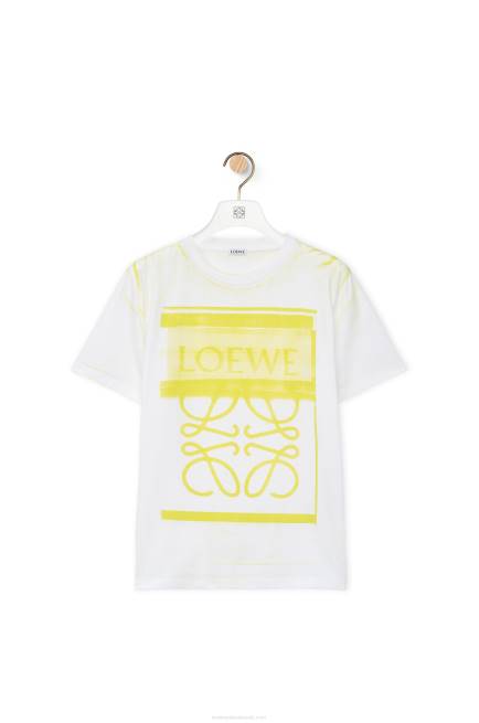 White/Yellow Regular fit T-shirt in cotton Loewe 84PR772 Women