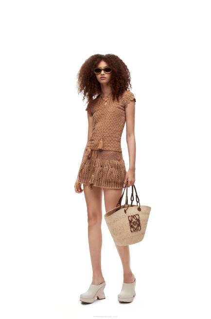 Beige Crochet polo top in cotton Loewe 84PR867 Women
