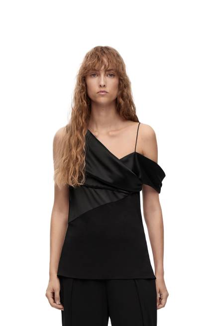 Black Asymmetric top in satin and crepe Loewe 84PR914 Women