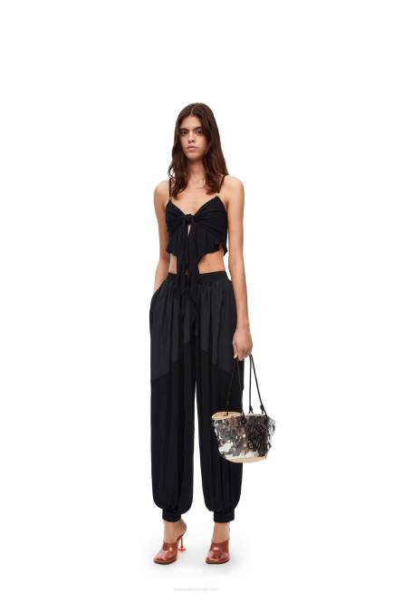 Black Double layer top in viscose Loewe 84PR872 Women