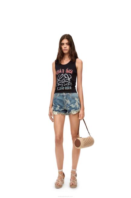 Black/Multicolor Anagram tank top in cotton Loewe 84PR789 Women