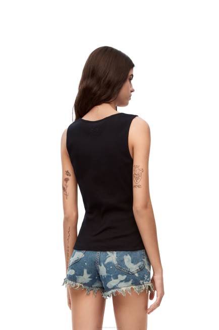 Black/Multicolor Anagram tank top in cotton Loewe 84PR789 Women