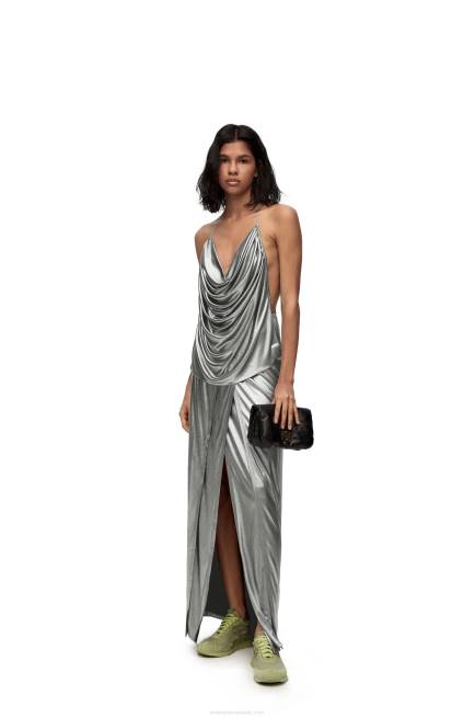 Black/Silver Draped top in laminated jersey Loewe 84PR913 Women