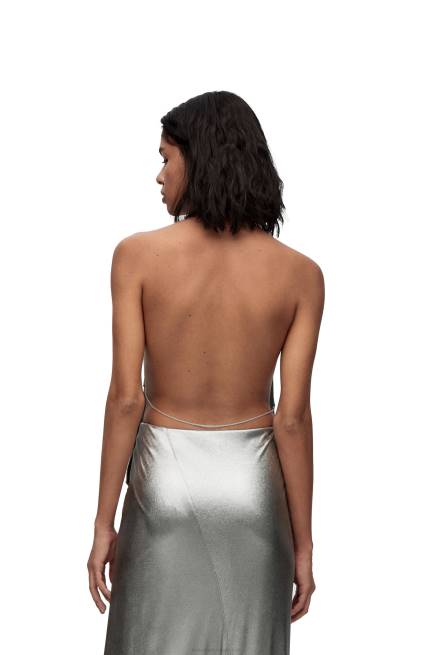 Black/Silver Draped top in laminated jersey Loewe 84PR913 Women