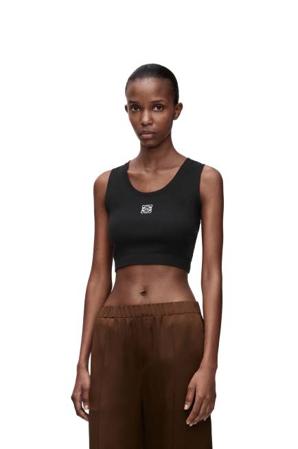 Black/White Cropped Anagram tank top in cotton Loewe 84PR906 Women