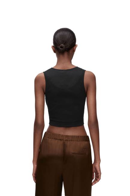 Black/White Cropped Anagram tank top in cotton Loewe 84PR906 Women