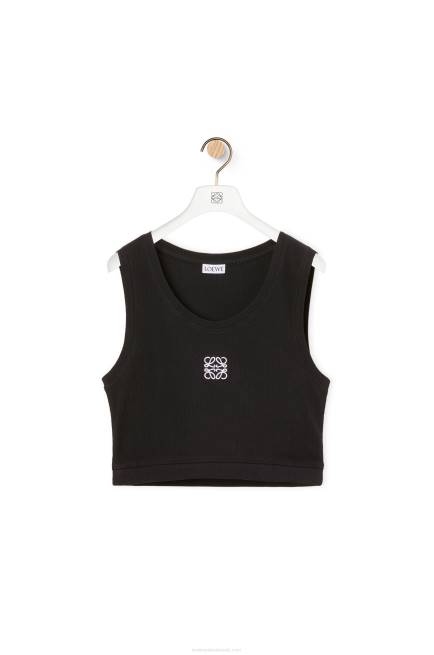 Black/White Cropped Anagram tank top in cotton Loewe 84PR906 Women