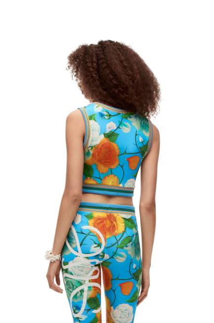 Blue/Multicolor Roses cycling top in technical jersey Loewe 84PR870 Women