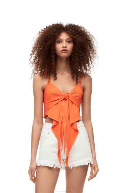 Bright Orange Double layer top in viscose Loewe 84PR869 Women