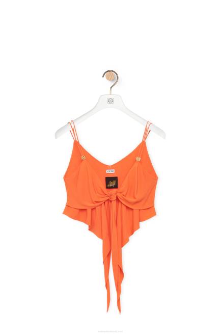 Bright Orange Double layer top in viscose Loewe 84PR869 Women