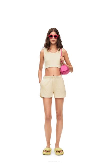 Ecru Anagram jacquard top in cotton Loewe 84PR862 Women
