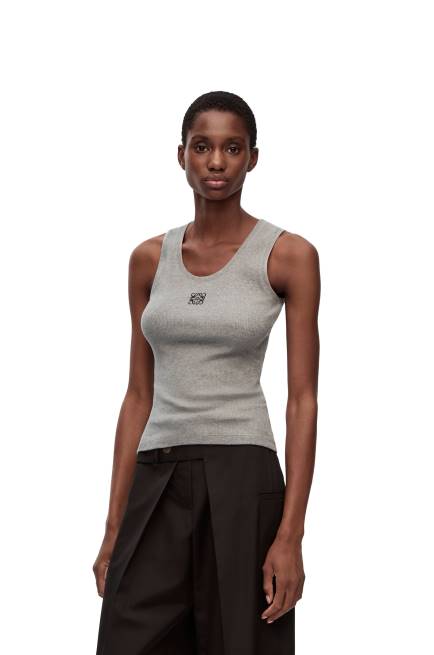 Grey Melange Anagram tank top in cotton Loewe 84PR904 Women